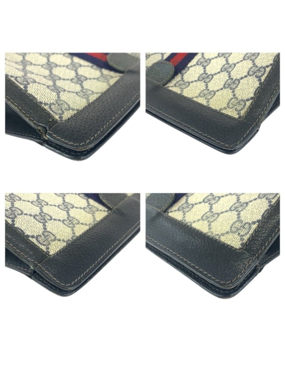 Gucci Vintage Sherry Line Navy Red 67 014 Clutch - Picture 4 of 9